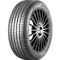 Black Bridgestone Turanza T005 tire with detailed tread pattern and visible sidewall branding.