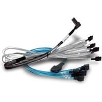 Broadcom CBL-SFF8643-10M cable, 1m, black, blue, silver, with multiple connectors and braided design.