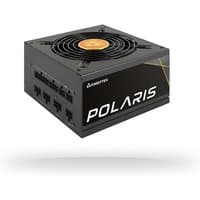 Black Chieftec Polaris 550W power supply unit with 20+4 pin ATX connector, featuring a large cooling fan and modular ports.