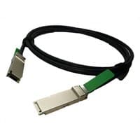 Black Cisco QSFP-H40G-CU0-5M cable, 0.5m length, with silver QSFP+ connectors and green pull-tabs.