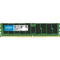 Green Crucial 16GB DDR4-2666 RDIMM memory module with black chips and white label.
