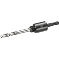 Dewalt 6.35mm hex shank arbor with pilot drill bit, silver and black, designed for 14mm-30mm hole saws.