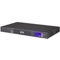Black Eaton EATS16 PDU with 9 AC outlets, 1U rack mount, blue LED display on front panel.
