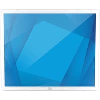 White Elo Touch Solutions 1903LM 19" interactive flat panel with blue geometric screen design.