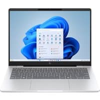 HP OmniBook 7 Laptop, 14-inch 2K display, silver body, black keyboard, Windows interface on screen