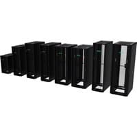 Black HPE 42U G2 rack with side panels, multiple units shown, featuring a sleek, modular design for server storage.
