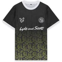 Black and green ombre jersey with Lyle & Scott emblem, white collar, and geometric pattern.