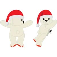 Holiday bear Crocs Jibbitz charm with red Santa hat, white body, black eyes, and red feet accents.
