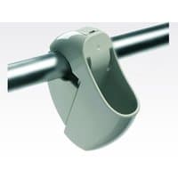 Gray Motorola handheld mobile computer holder with curved design, mounted on a metal bar.