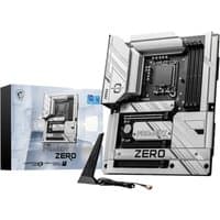 MSI Z790 PROJECT ZERO motherboard, silver with black accents, LGA 1700 socket, ATX form factor, box included.