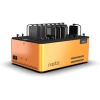 Orange Naotic Tabidock S20 USB-C charging station with multiple slots for devices and black accents.