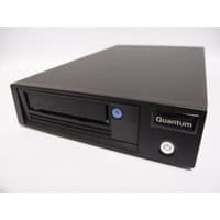 Black Quantum LTO-6 Half Height Model C tape drive with front loading slot and blue button.