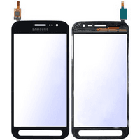 Samsung touch screen digitizer assembly, black frame, with connectors and sensor cutouts, for smartphone repair.
