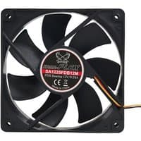Black Scythe Kama Flex 1500rpm fan with five blades, square frame, and central red label.