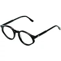 Black Komono Omi sunglasses with round lenses and sleek acetate frame.