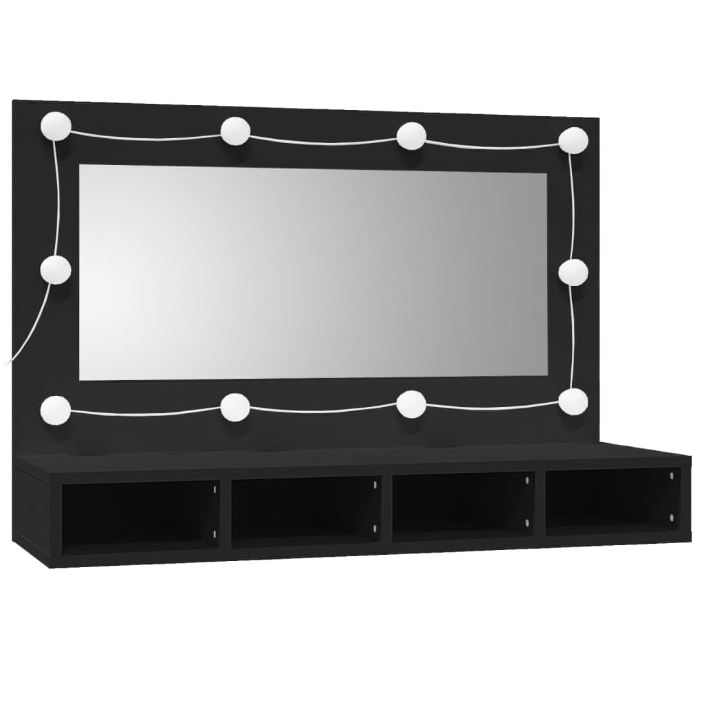 vidaXL 4 Shelf LED Mirror Black Cabinet - image 2