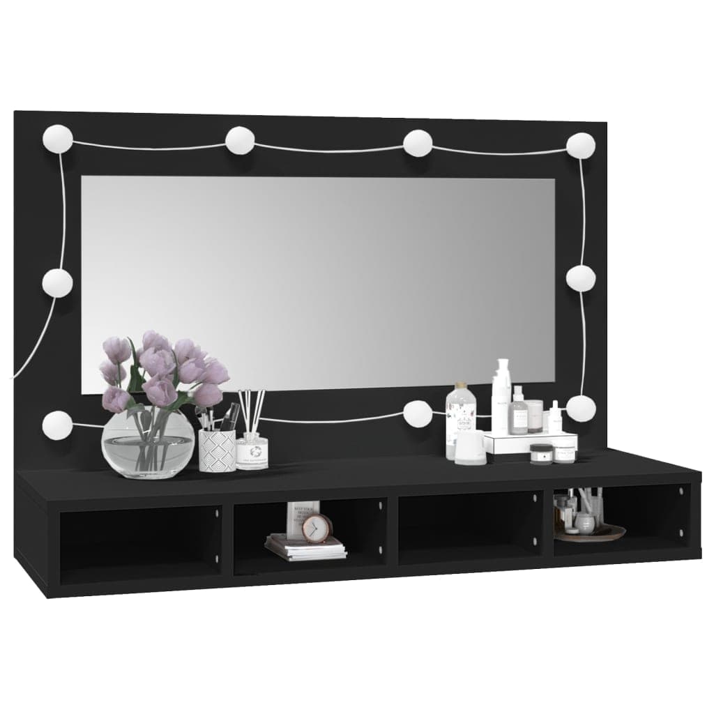 vidaXL 4 Shelf LED Mirror Black Cabinet - image 4