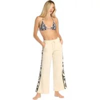 Cream Billabong Sun Wave women's joggers with black side patterns and drawstring waist.