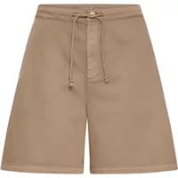 Beige women's shorts by fransa FRTWILL with drawstring waist and button closure.