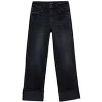 Women's straight black jeans by Salsa Jeans with cuffed hems and classic five-pocket design.