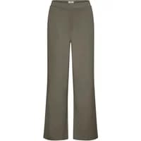 Women's olive green trousers by fransa FRAurora 4 with wide legs and a flat waistband.