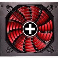 Black Xilence power supply unit with red fan and black grille, featuring a white cross logo at the center.