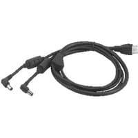 Black Zebra CBL-DC-523A1-01 barcode reader cable with dual connectors and coiled design.