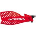 Red Acerbis X-Ultimate handguards featuring a perforated design, made from durable plastic, with a prominent white Acerbis logo on the side.