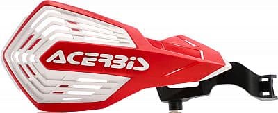 Red and white Acerbis K-Future handguards featuring a sleek design with a prominent logo, made from durable plastic, designed for GasGas motorcycles.