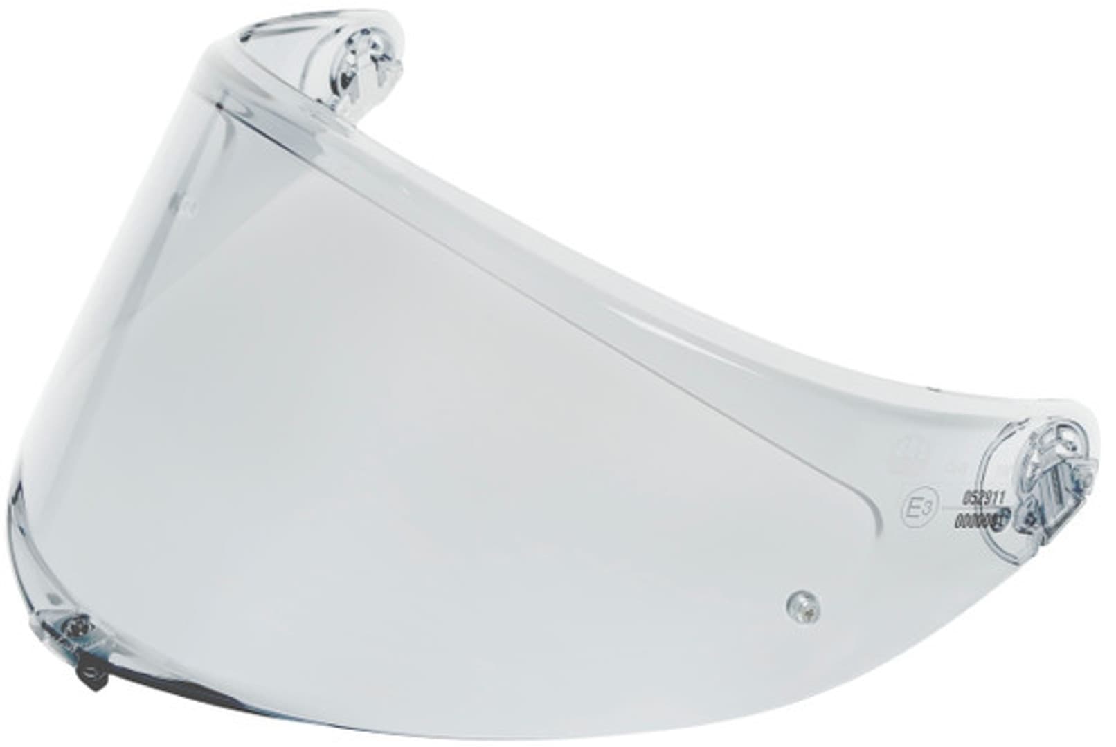Silver-mirrored AGV Tourmodular shield, designed for sizes XS-L, featuring a sleek, aerodynamic shape and clear visibility for optimal riding experience.