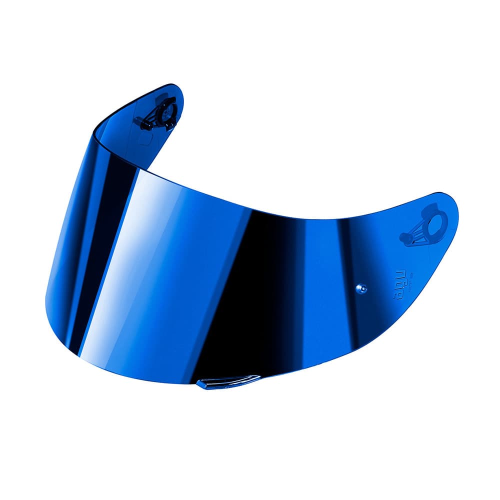 Blue-mirrored shield for AGV K3 helmet, featuring a sleek design and reflective surface, suitable for sizes XL-XXL, made from durable material for optimal visibility.
