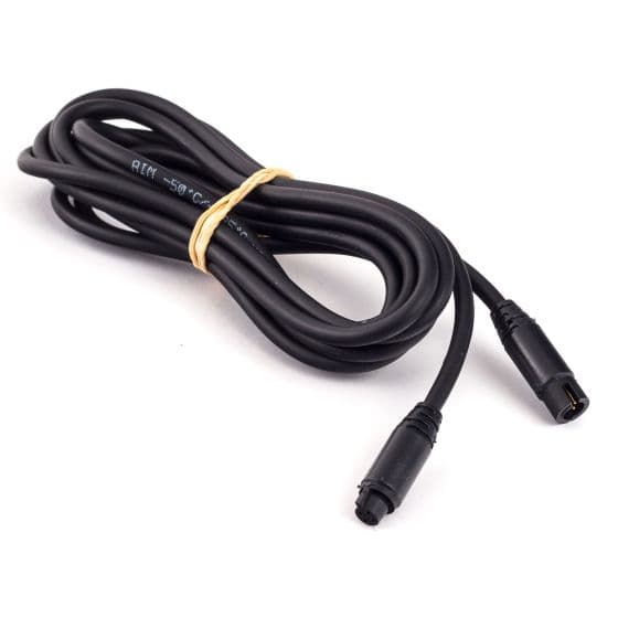 Black 100 cm extension lead with two connectors at each end, featuring a flexible rubber material and a bundled design secured with a rubber band.