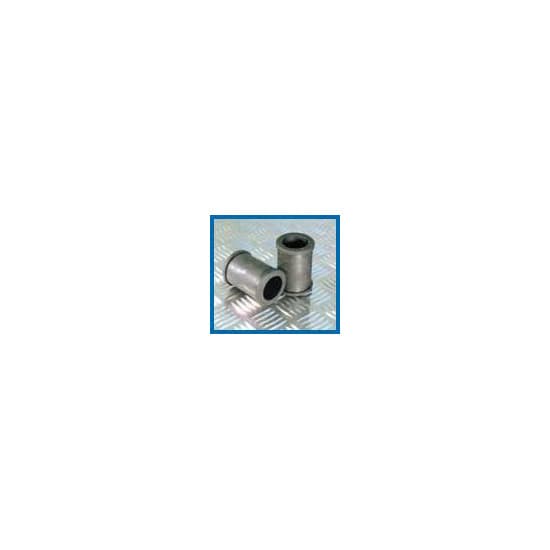 Silver rubber headlight bracket spacers, each 31mm in diameter, featuring a cylindrical shape with a hollow center, designed for securing bike headlights.