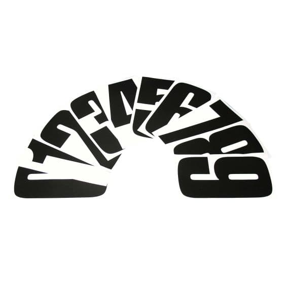 White vinyl race number decals featuring the number 2, designed for bikes, with a bold, easy-to-read font and a glossy finish.