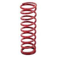 Red coil-over spring with a diameter of 2.25 inches and a length of 7.00 inches, designed for a load capacity of 650 lbs, featuring tightly wound coils.