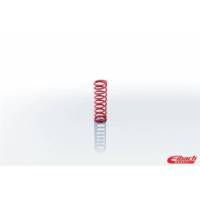 Red coil over spring by Eibach, measuring 2.25 inches in diameter and 8 inches in height, featuring tightly wound coils for enhanced performance.