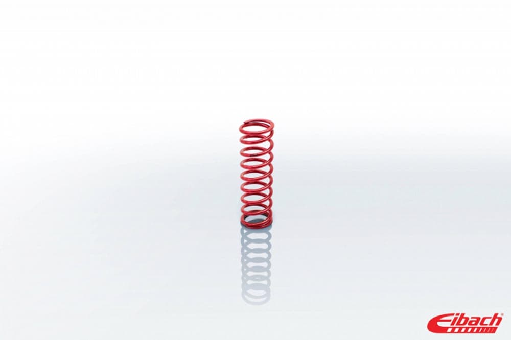 Red coil-over spring with a 2.50-inch inner diameter and an 800 lbs rating, featuring tightly wound coils and a smooth finish, branded with Eibach logo.