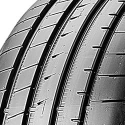 Goodyear EAGLE F1 ASYMMETRIC summer tire with a black rubber surface, featuring a tread pattern designed for enhanced grip and performance in warm weather conditions.