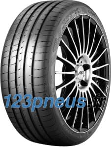 Goodyear Eagle F1 Asymmetric 5 summer tyre with a sleek black rubber surface, featuring a distinctive tread pattern and a stylish alloy wheel design.