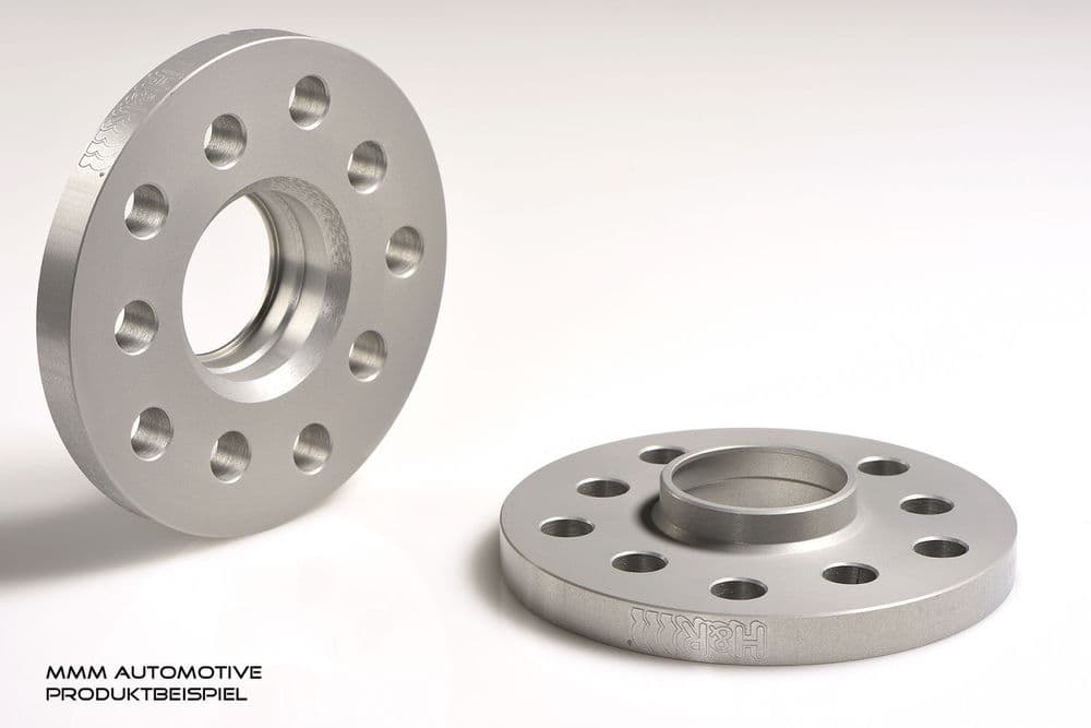 Silver aluminum wheel spacers with a 10mm thickness, featuring four holes and a smooth, machined finish, designed for track widening by 20mm per axle.