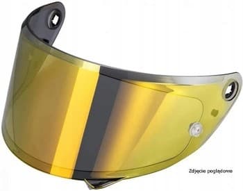 Gold-tinted visor for HJC helmets, featuring a sleek design, compatible with Pinlock, made from durable material with clear visibility and a stylish finish.