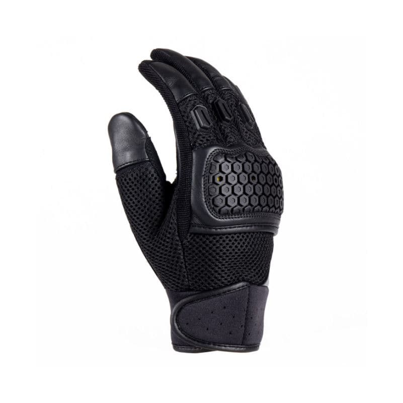 Black Knox Urbane Pro gloves in size S feature a textured grip, breathable mesh material, and protective knuckle armor for enhanced durability and comfort.