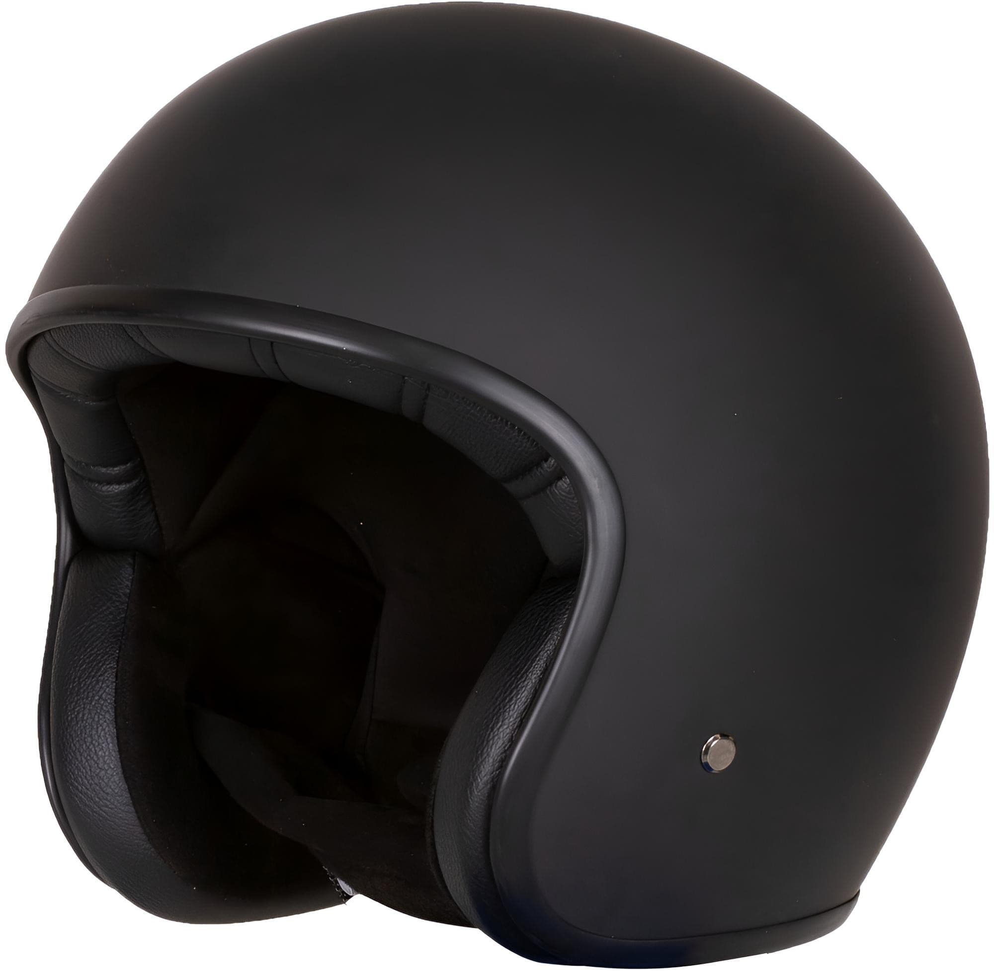 Matte black Merlin Blackbird jet helmet in size S for men, featuring a smooth exterior, padded interior, and a sleek, minimalist design.
