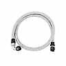 5 ft. stainless steel braided hose with 10AN fittings, featuring a sleek silver finish and black anodized connectors, designed for Subaru WRX applications.