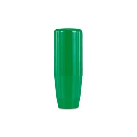 Mishimoto MMSK-GR weighted shift knob in vibrant green, featuring a smooth, glossy finish and a tapered design for enhanced grip and style.