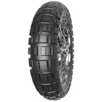 Mitas Enduro Trail XT+ tire in black, featuring a rugged tread pattern, designed for off-road use, with M+S marking, suitable for front wheels, size 90/100B21.