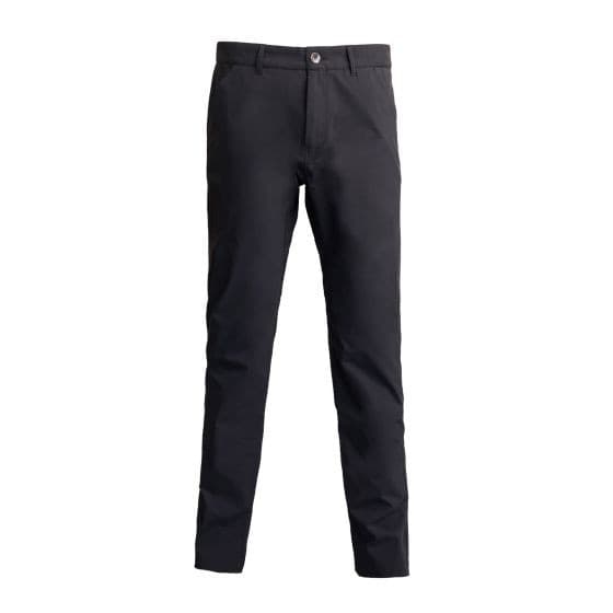 Black chino trousers made from lightweight fabric, featuring a slim fit, front button closure, and side pockets, designed for summer wear in size XXL.
