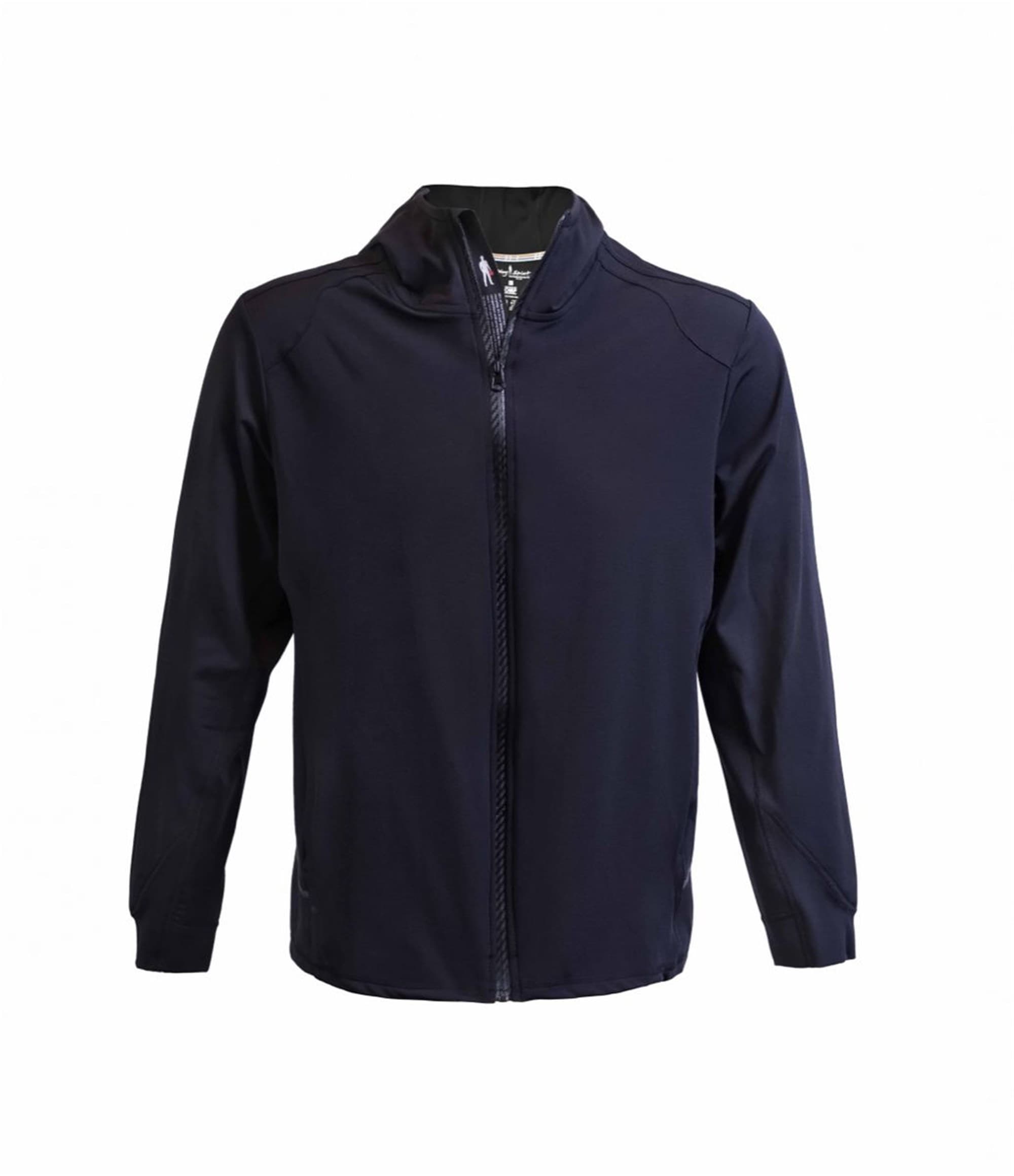 Navy blue OMP Racing Spirit Tech fleece jacket featuring a full zip front, high collar, and long sleeves, made from a soft, lightweight material for comfort.