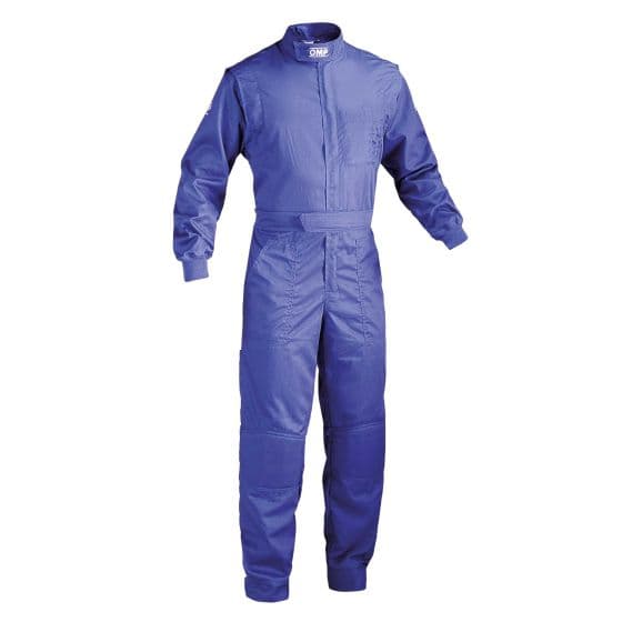 Blue children's overalls by OMP, size 140cm, featuring a zip front, long sleeves, and a comfortable fit, made from durable material suitable for summer wear.