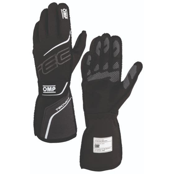 Black and anthracite racing gloves featuring a textured grip, reinforced palm, and breathable material, designed for optimal performance in motorsports, size M.
